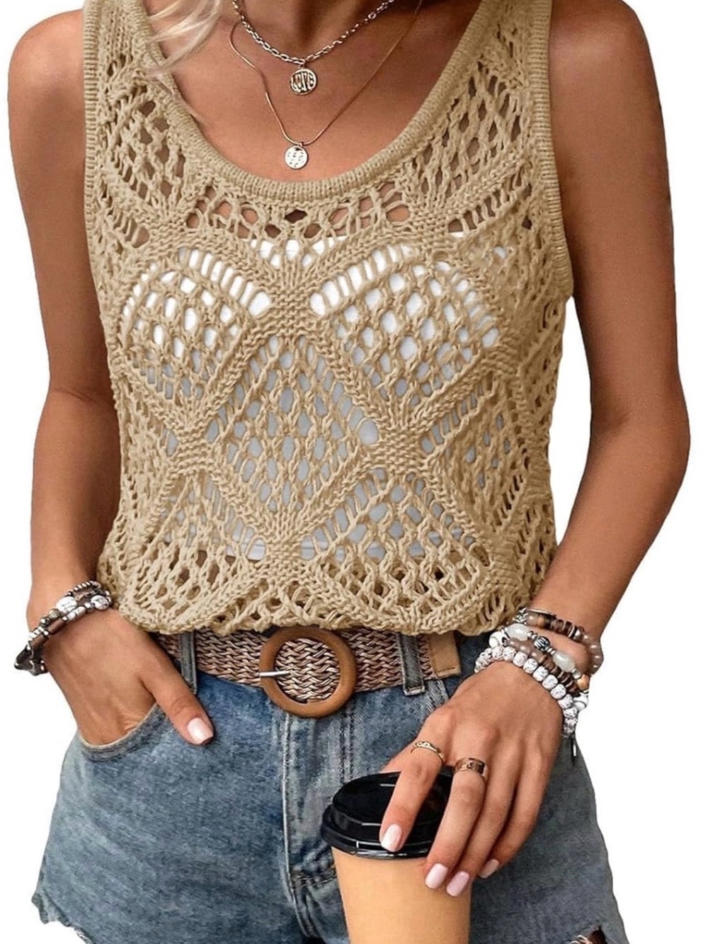 Crochet Tank Top-Large - Picture 2 of 3